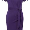 Clearance Hanna Nikole Hanna Nikole Womens Plus Size Work Pencil Dress Ruffle Sleeve Wedding Guest Office Cocktail Party Dresses With Tie Waist