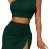 Clearance Verdusa Verdusa Women'S 2 Piece Outfit One Shoulder Crop Top And Twist Bodycon Skirt Set