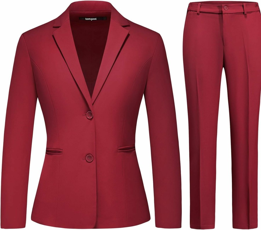 Online Lamgool Lamgool Women'S 2 Piece Business Suit Single Breasted Blazer Pant Set Slim Fit For Work Office Daily Wear