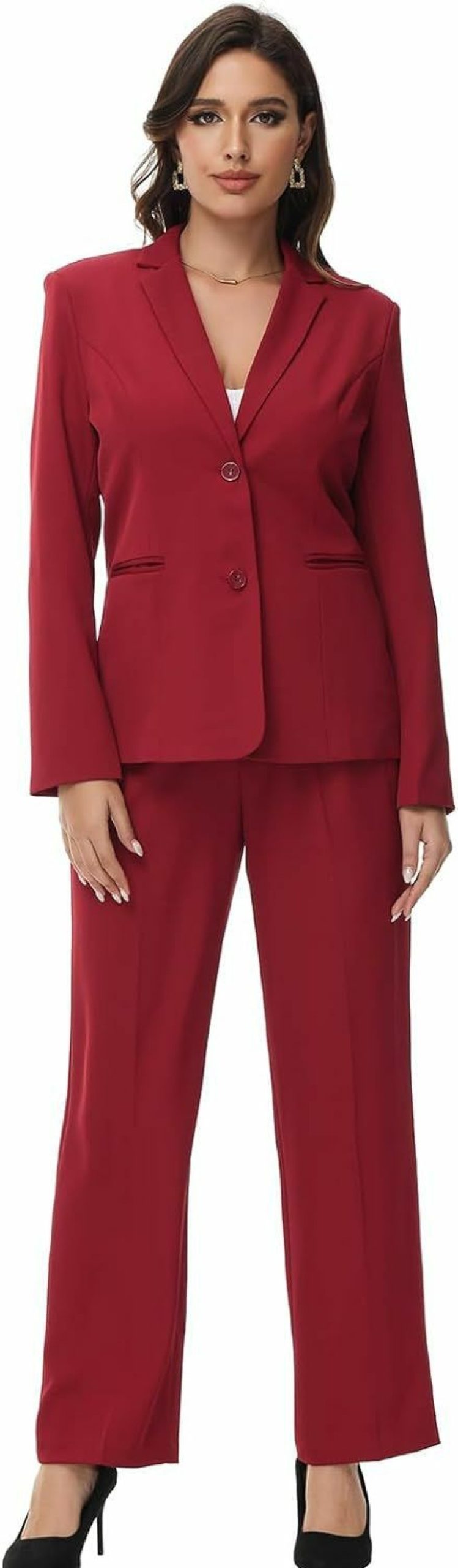 Online Lamgool Lamgool Women'S 2 Piece Business Suit Single Breasted Blazer Pant Set Slim Fit For Work Office Daily Wear