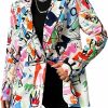 Online WDIRARA Wdirara Women'S Heart Graphic Print Button Front Long Sleeve Causal Work Blazer Jacket