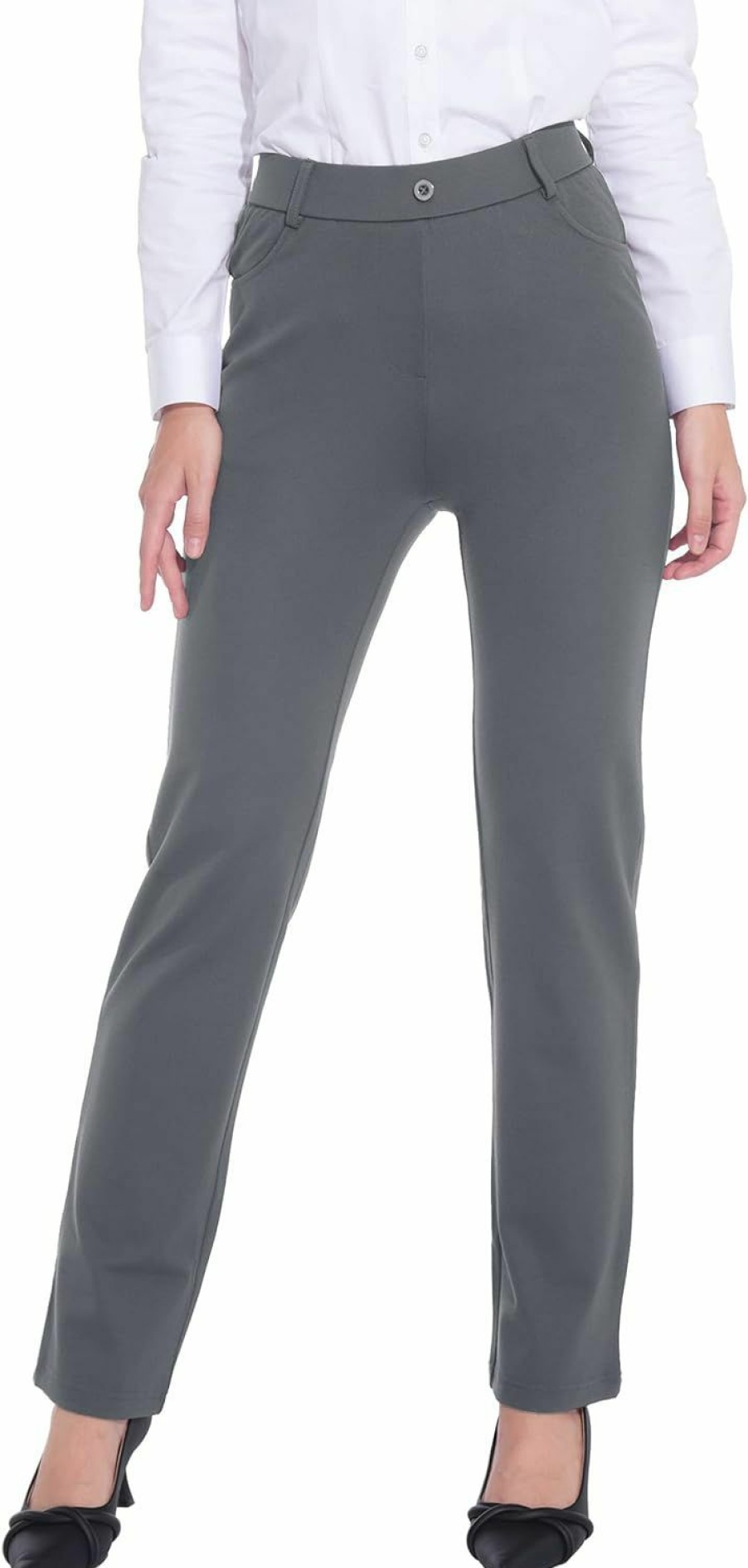 Online ZTN Women'S Stretchy Dress Pants With 4 Pockets Pull-On Straight Leg Slacks Plus Size For Work Business Casual