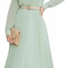 Best AbleTree Business Casual Shirt Dress For Women Long Sleeves Pleated Midi Dresses With Belt