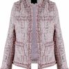 Best Leyoutx Women'S Collarless Plaid Tweed Blazer Elegant Open Front Fringed Casual Business Glitter Jacket