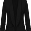 New LADI TREND Women'S Casual Open Front Blazers Shawl Lapel Ruched 3/4 Sleeve Office Lightweight Blazer Jackets With Pockets