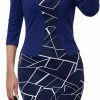 Online HOMEYEE Homeyee Women'S Vintage Work Style Contrast Color Printed Business Pencil Dress B237