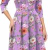 Wholesale Simple Flavor Simple Flavor Women'S Floral Vintage Dress Elegant Midi Evening Dress 3/4 Sleeves