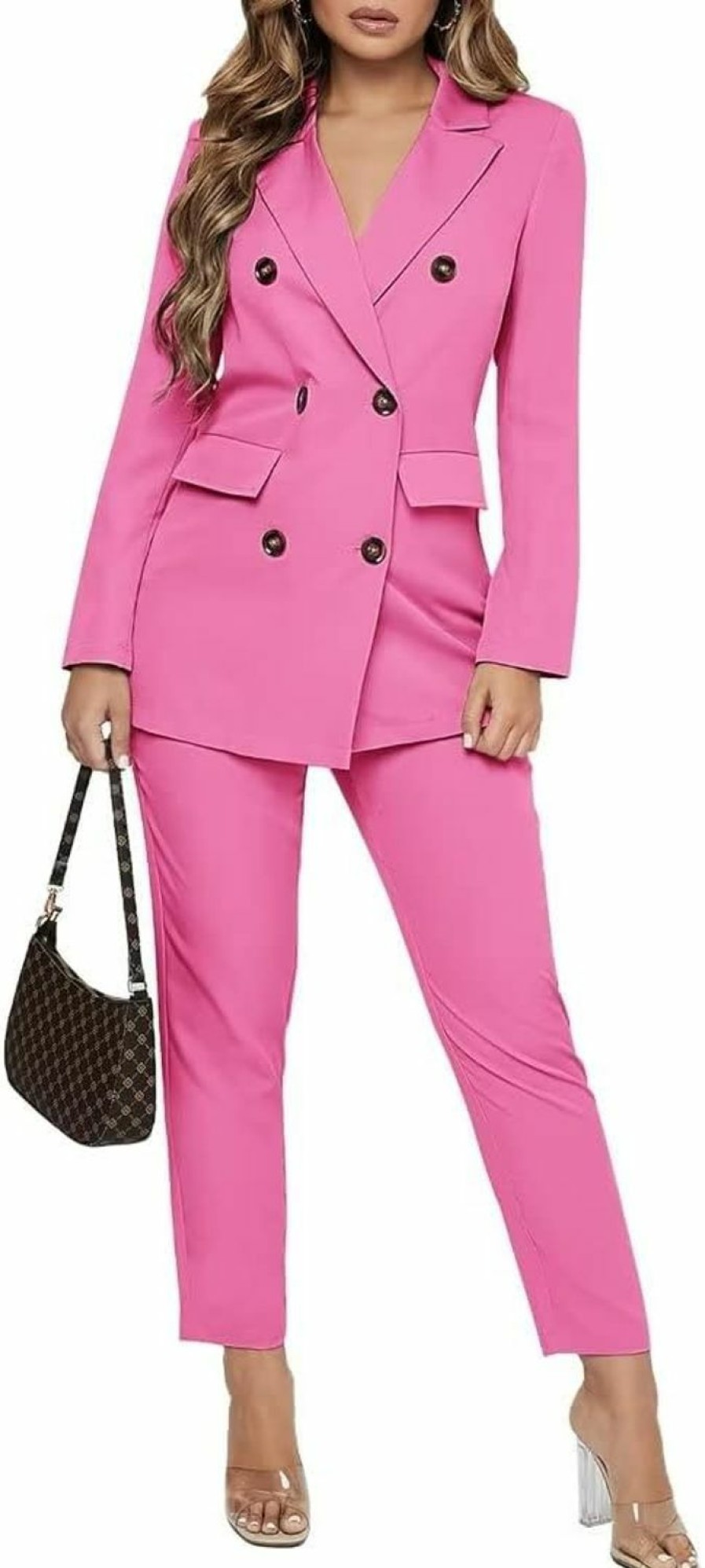 Best Kafiloe Women Double Breasted Blazer Set Formal 2 Piece Pants Outfits Long Sleeve Bussines Suit Set For Work Office