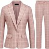 Best MODFUL Modful Women'S 2 Piece Business Plaid Suit Set Office One Button Slim Fit Blazer With Pant