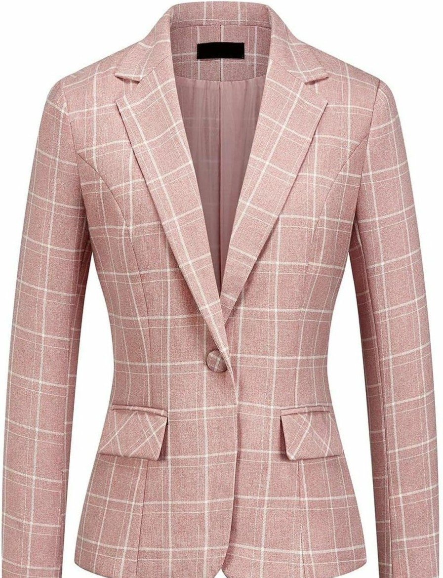 Best MODFUL Modful Women'S 2 Piece Business Plaid Suit Set Office One Button Slim Fit Blazer With Pant