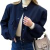 Hot Acesulu Womens Cropped Bomber Jacket Fall Winter Lightweight Button Down Varsity Baseball Shacket Jackets With Pockets