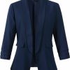 Clearance Beninos Beninos Womens Casual 3/4 Folding Sleeve Boyfriend Blazer Jacket With No Button