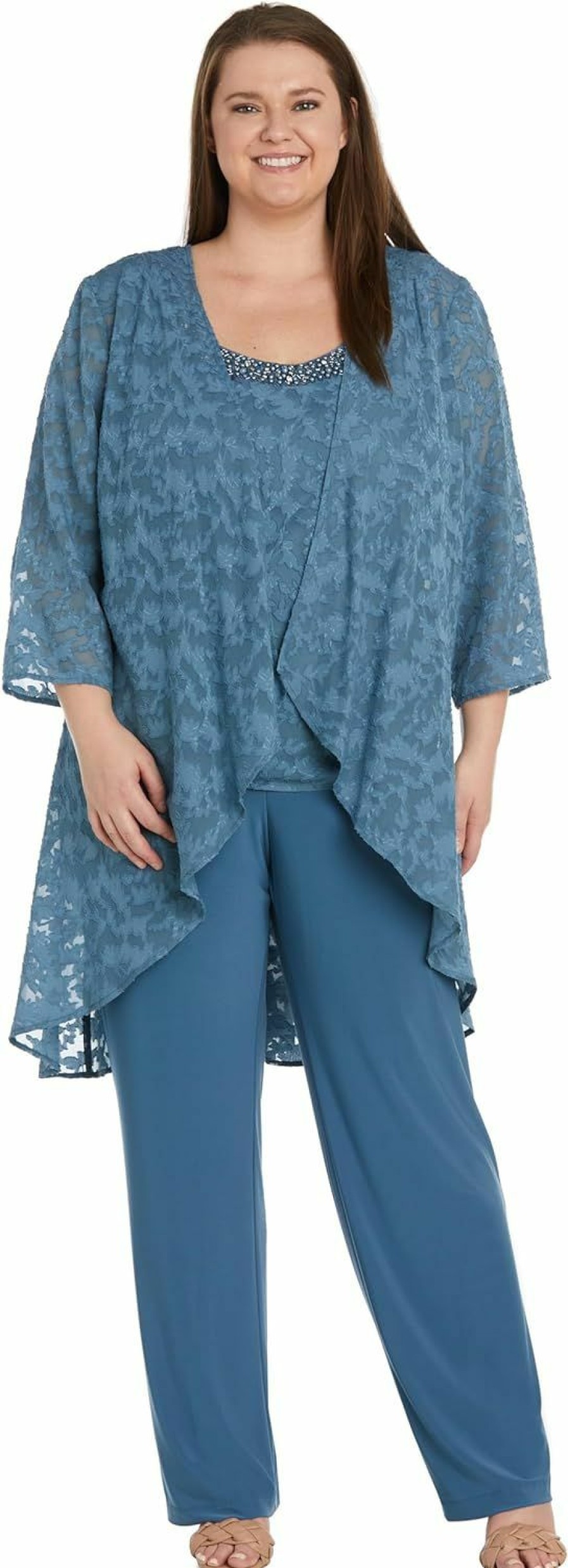 Online R&M Richards R&M Richards Women'S Three Piece Jacquard Burnout Pantsuit