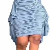 Clearance acelyn Acelyn Women'S Sexy Summer Ruched Bodycon Midi Dress Casual Short Sleeve Ruffle Side Fitted Dresses