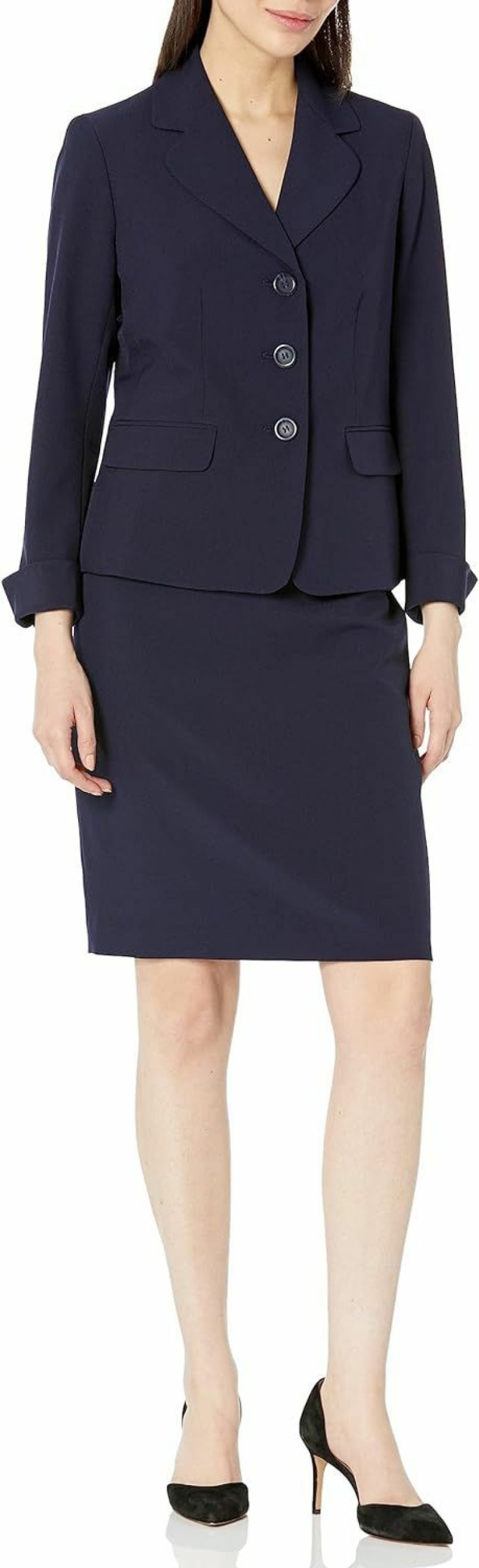 New Le Suit Women'S 3 Btn Notch Collar Jackt/Skirt