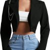 New Floerns Floerns Women'S Single Breasted Cropped Top Collared Long Sleeve Blazer Jacket