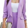 New MakeMeChic Makemechic Women'S 2 Piece Outfits Shawl Collar Ruched Open Front Long Sleeve Blazer And High Waist Shorts Set