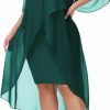 Online Hanna Nikole Hanna Nikole Womens Plus Size Chiffon Cocktail Dress Ruffle 3/4 Sleeve Wedding Guest Party Dresses With High Low Hem