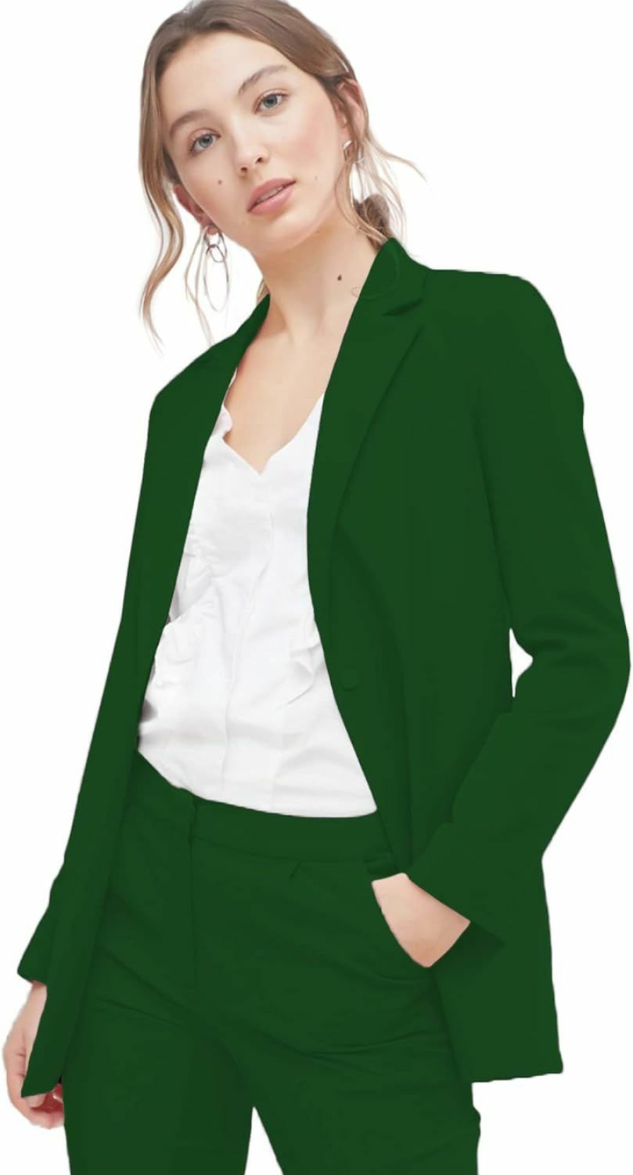 Clearance EXTRO&VERT Extro&Vert Boyfriend Blazer Jackets For Women Single Button Side Pockets Suit Jacket For Casual Business