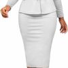 New ENOPINK Women'S 2 Piece Suit Skirt Set Formal Office Business Dress Suit Peplum Blazer Jacket Midi Pencil Skirt Suit