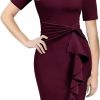 New AISIZE Aisize Women'S 50S Vintage Ruffle Peplum Cocktail Pencil Knee Dress