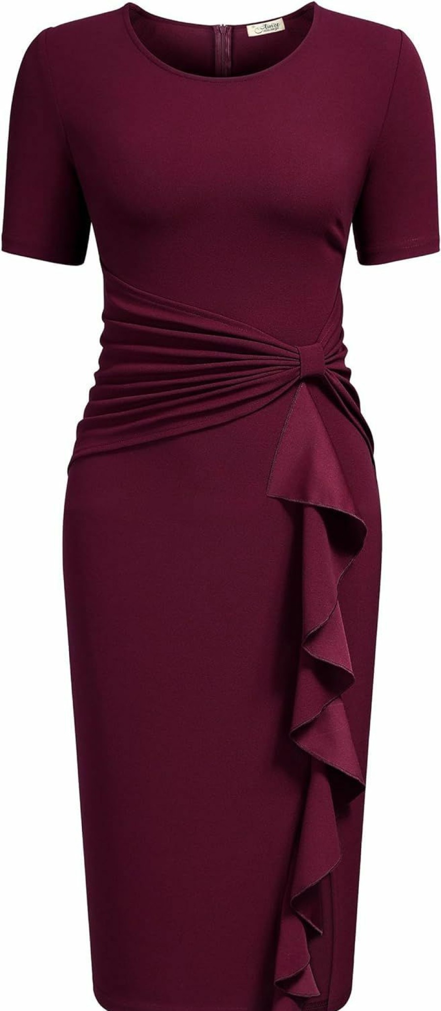 New AISIZE Aisize Women'S 50S Vintage Ruffle Peplum Cocktail Pencil Knee Dress