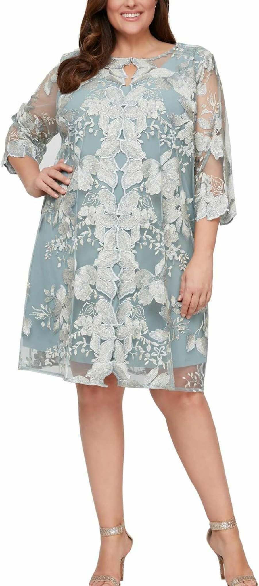 Online Alex Evenings Alex Evenings Women'S Plus Size Midi Scoop Neck Shift Dress With Jacket