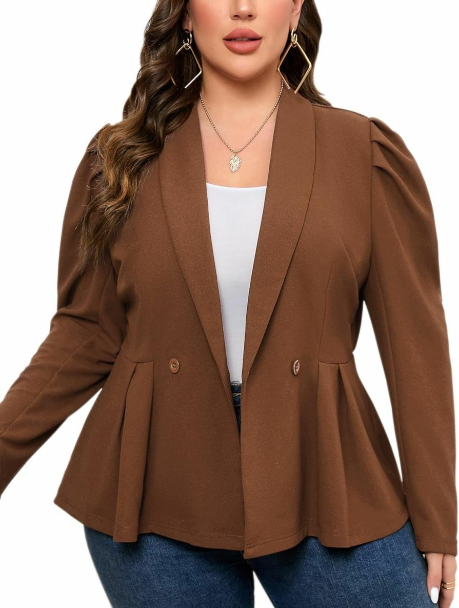 Hot KOJOOIN Kojooin Womens Plus Size Blazers Business Casual Knit Blazer For Work Long Sleeve Shawl Lapel Blazer Suit Jackets