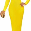 Wholesale ZonJie Women Church Dresses Bodycon Long Sleeve Vintage Ruched Work Midi Pencil Dress