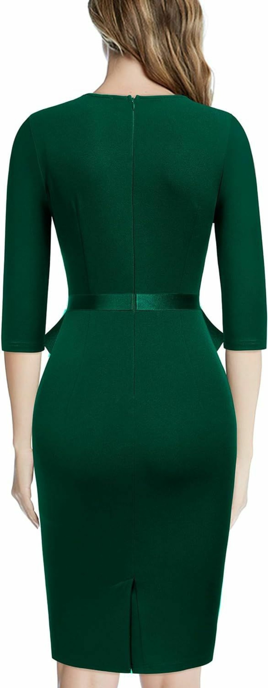 Best AISIZE Aisize Women'S 1950S V-Neck 3/4 Sleeve Ruffle Design Cocktail Pencil Dress