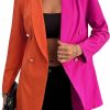 New WDIRARA Wdirara Women'S Colorblock Shawl Collar Double Breasted Long Sleeve Elegant Blazer Office Wear Jacket