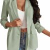 Hot Floerns Floerns Women'S Solid Notched Lapel Long Sleeve Single Breasted Blazer Jacket