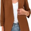 New MASCOMODA Mascomoda Women'S 2023 Fall Ruched 3/4 Sleeve Open Front Blazer Jacket Casual Business Work Office Blazers With Pockets