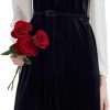 Hot GOELIA Womens Pleated Long Sleeve Velvet Dress With Belt Fitted Black Mini Dresses Work Dinner Business