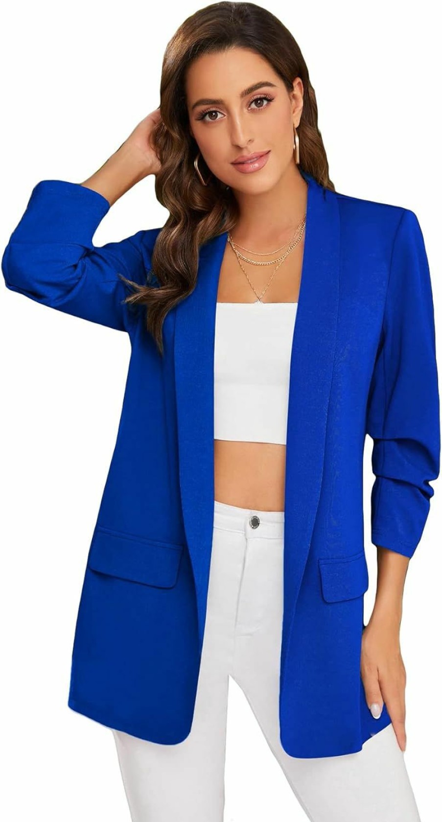 Best WDIRARA Wdirara Women'S Elegant Open Front Blazer Shawl Collar 3/4 Sleeve Suit Jackets