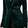 New CHARTOU Chartou Women 1 Button Fitted Velvet Blazer Jacket Business Suit Jacket Work Office Notched Collar