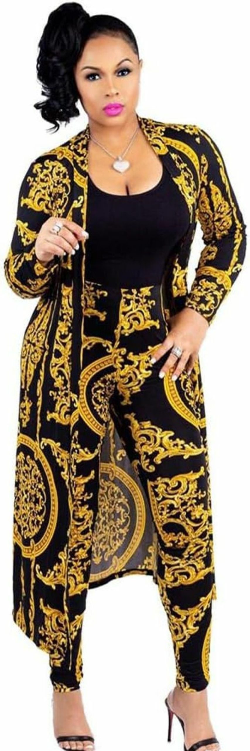 Clearance Max2co Women 2 Piece Outfits Floral Long Sleeves Open Front Cardigan Cover Up With Leggings High Waist Long Pants Set