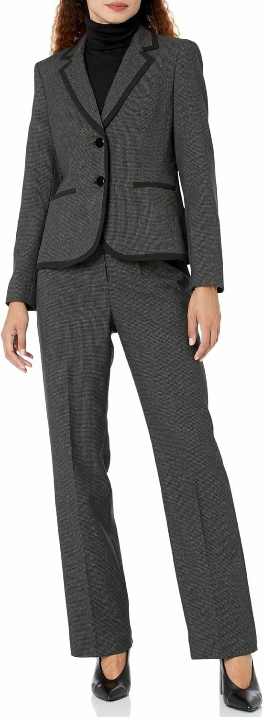 Clearance Le Suit Women'S Mini Houndstooth 2 Button Jacket/Pant Suit