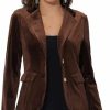 Clearance Allegra K Allegra K Women'S Notched Lapel Vintage Office Button Front Velvet Blazer