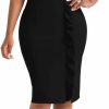 Online TDiooCor Womens Casual Elegant Ruffle Church Dresses Short Sleeves Fashion Business Pencil Work Dress