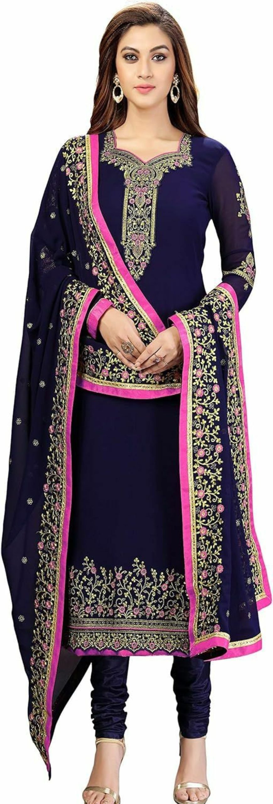 New Nivah Fashion Nivah Fashion Women'S Georgette Embroidery Salwar Suit Set Stitched Ready To Wear