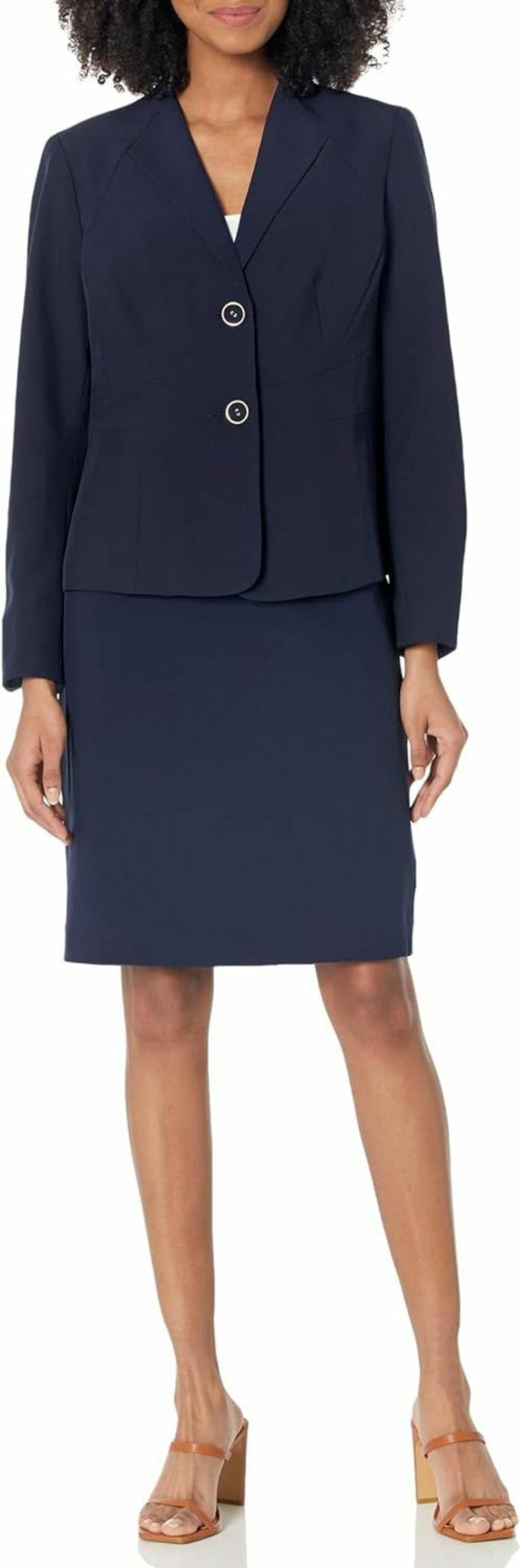 Best Le Suit Women'S Petite Collarless 2 Button Jacket & Slim Skirt