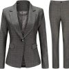 Hot YUNCLOS Yunclos Women'S Vintage 2 Piece Plaid Suit Set 1 Button Stylish Blazer And Pants