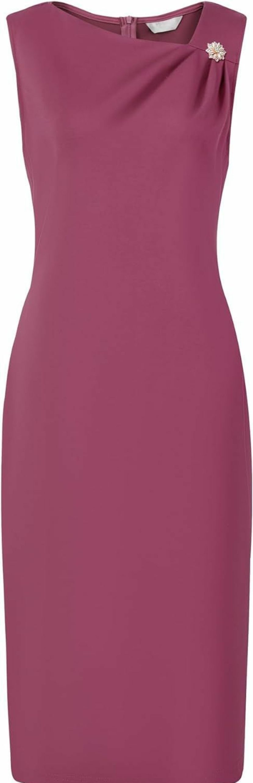 Hot Hobemty Women'S Sleeveless Sheath Dress Asymmetrical Ruched Neck Wear To Work Pencil Dresses