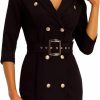 Best Allegra K Allegra K Double Breasted Dress For Women'S Business Belted Work Blazer Suit Dress