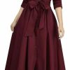 Hot VERWIN Verwin Women Long Sleeve Loose Elegant Maxi Dress Button Down Up Shirt Long Dress With Pockets And Belts