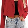 New luvamia Luvamia Cropped Blazers For Women Business Casual Open Front Long Sleeve Suit Jacket Trendy Oversized Work Office Blazer