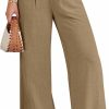 Hot Caracilia Caracilia Women'S Wide Leg Linen Palazzo Pants High Waisted Business Casual Trousers Loose Pleated Dressy Pants With Pocket