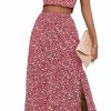 Online Verdusa Verdusa Women'S 2 Piece Outfit Floral Tie Shoulder Crop Top And Split Maxi Skirt Sets