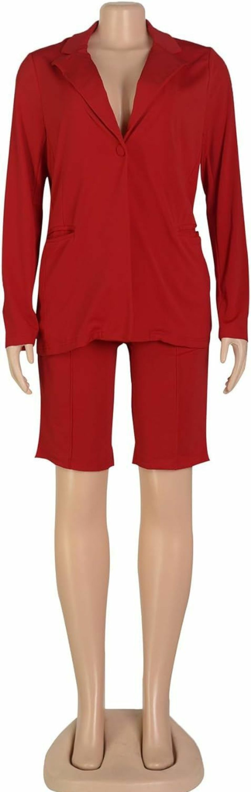 Wholesale Generic Women'S 2024 Two Piece Outfits Casual Solid Color Open Front Blazer Shorts Set One Button Up Jacket And Bermuda Short Suits